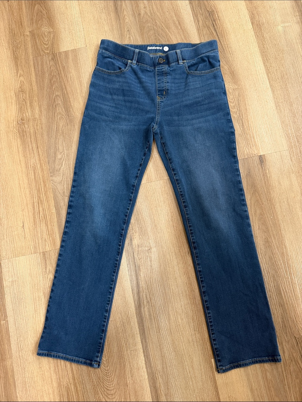 Betabrand Pull On Jeans Straight Leg Stretch Denim Size Large